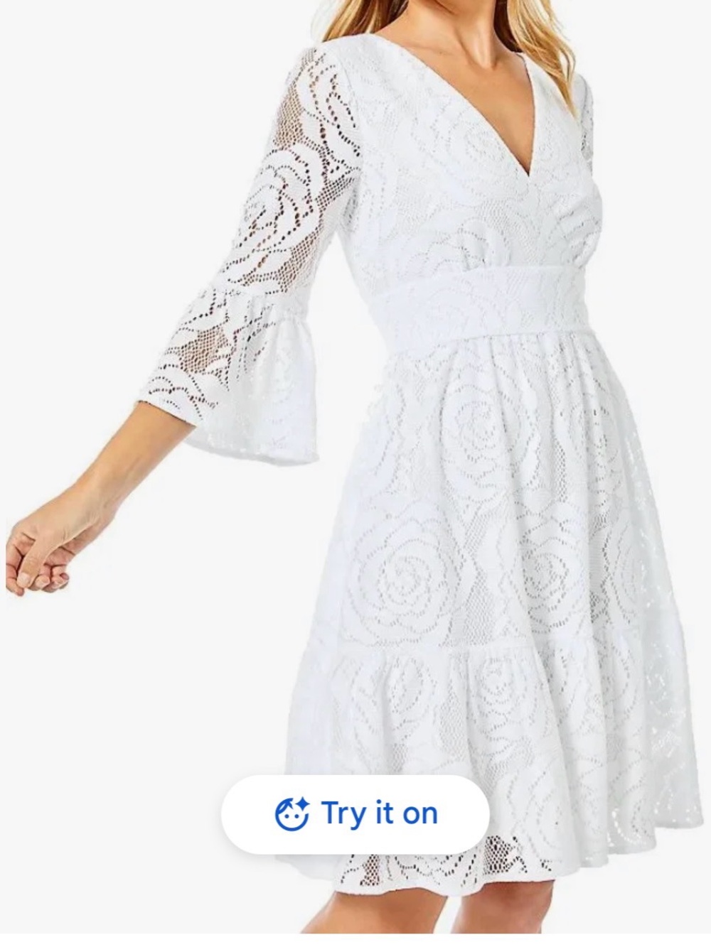 Lilly Pulitzer Cecelia Dress Resort White Bungalow Blossom Lace Bell Sleeve NWT